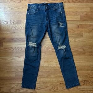 Hyper Denim Slim Fit Distressed Ripped Blue Jeans Size 36